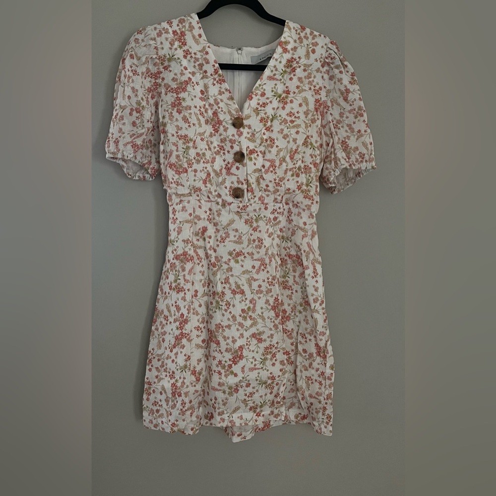 Adelyn Rae 100% Linen Floral Mini Dress - Picture 1 of 6